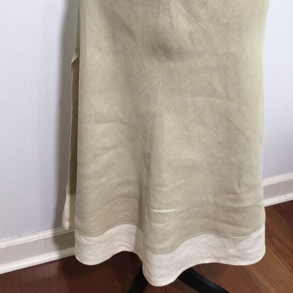 Natalie Lavalle Taller Linen Dress Womens 6 Tan Neutral  Tulip Hem Lagenlook - Picture 14 of 16